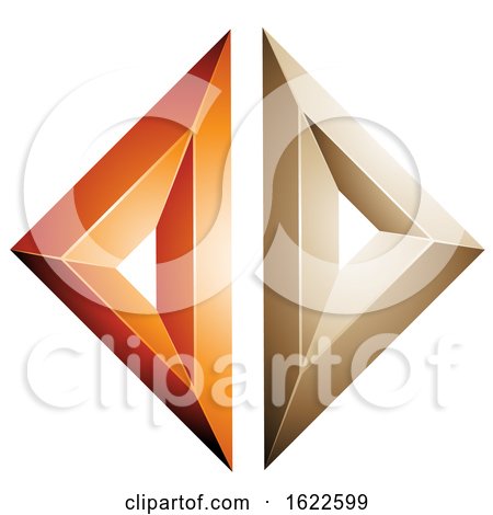 Orange and Beige 3d Diamond by cidepix