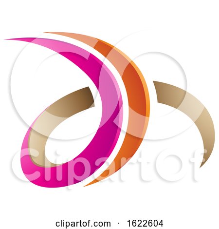 Magenta Orange and Beige Letters D and H by cidepix