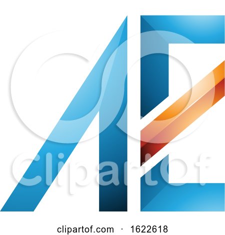 Blue and Orange Geometric Letters a and E by cidepix