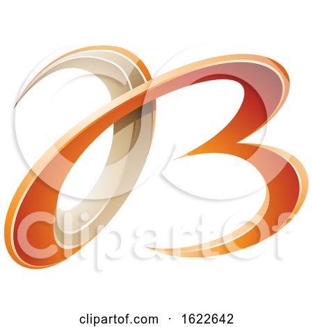 Orange and Beige Curvy Letters a and B by cidepix