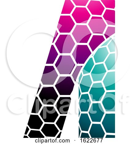 Magenta and Green Honeycomb Pattern Letter a by cidepix