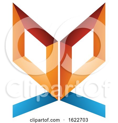 Orange and Blue Butterfly like Letter E by cidepix