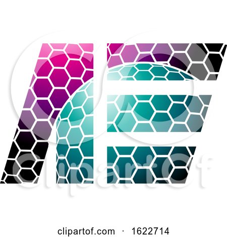 Magenta and Green Honeycomb Pattern Letters a and E by cidepix