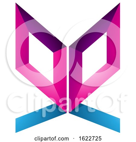 Magenta and Blue Butterfly like Letter E by cidepix