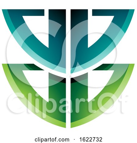 Green and Turquoise Shield like Letter B by cidepix