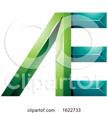 Green and Turquoise Pyramid like Letters a and E by cidepix