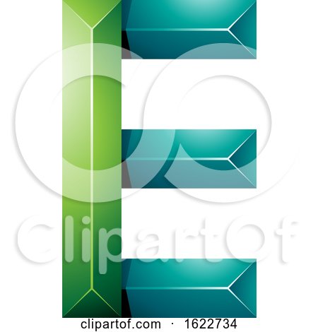 Green and Turquoise Pyramid like Geometric Letter E by cidepix