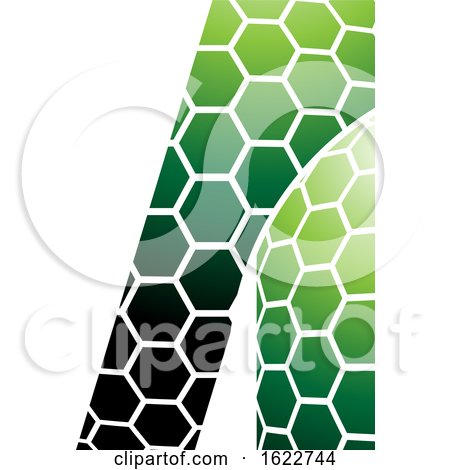 Green Honeycomb Pattern Letter a by cidepix
