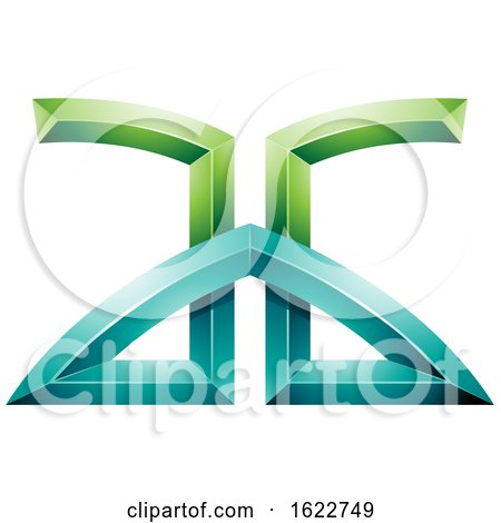 Green and Turquoise Bridged Letters a and G by cidepix