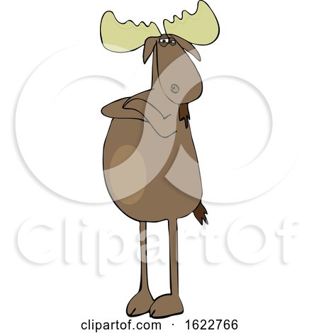 Cartoon Defiant Moose with Folded Arms by djart