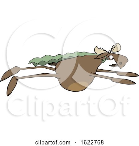Cartoon Moose Super Hero Flying by djart