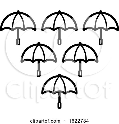 Black and White Umbrellas by Lal Perera