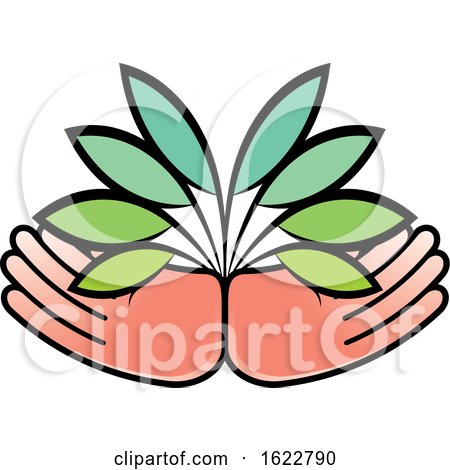 Pair of Hands with Leaves by Lal Perera