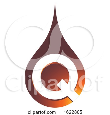 Amber Colored Droplet with Letter Q by Lal Perera