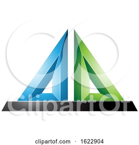Blue Green and Black 3d Pyramid by cidepix
