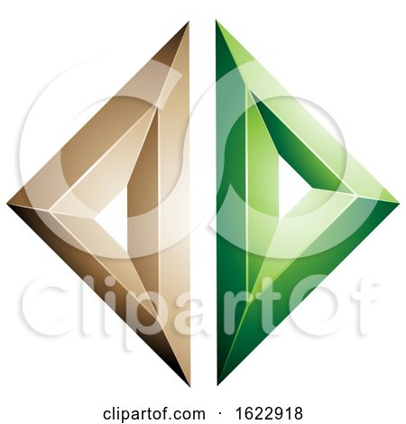 Beige and Green Diamond of Triangles by cidepix
