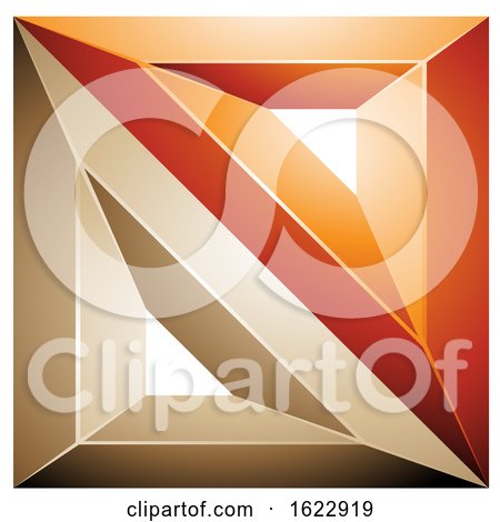 Beige and Orange Square Made of Triangles by cidepix
