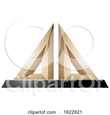 Beige or Gold and Black 3d Pyramid by cidepix
