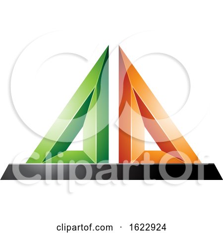 Green Orange and Black 3d Pyramid by cidepix
