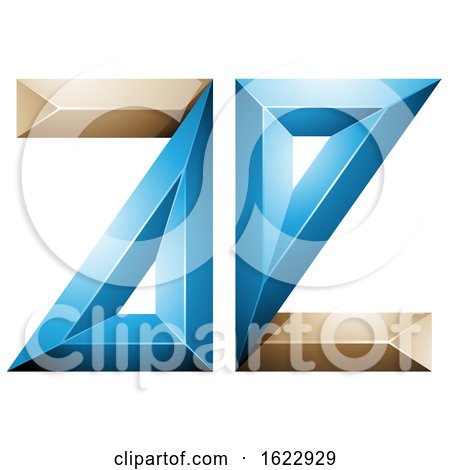 Blue and Beige 3d Geometric Letters a and E by cidepix