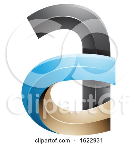 Blue Black and Beige 3d Curvy Letter a by cidepix