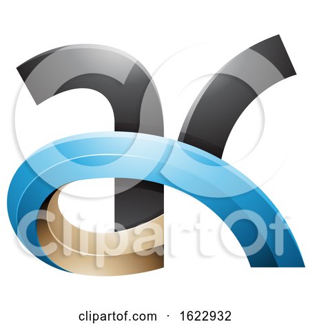 Black Blue and Beige 3d Curvy Letters a and K by cidepix