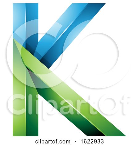 Blue and Green 3d Geometric Letter K by cidepix