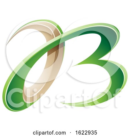 Green and Beige 3d Curly Letters a and B by cidepix