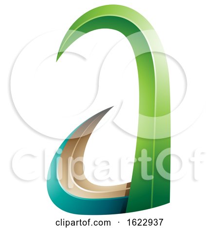 Green and Turquoise 3d Horn like Letter a by cidepix