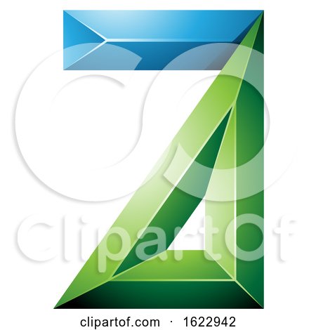 Blue and Green 3d Geometric Letter a by cidepix