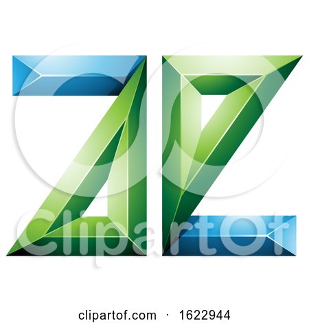 Green and Blue 3d Geometric Letters a and E by cidepix