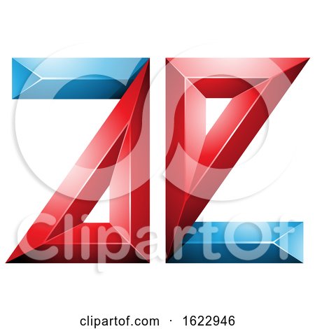 Red and Blue 3d Geometric Letters a and E by cidepix