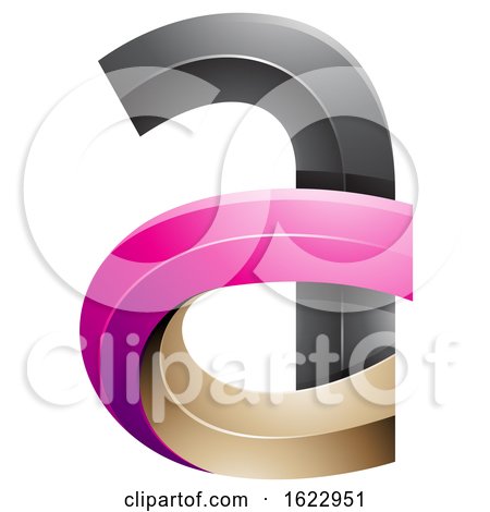 Black Magenta and Beige 3d Curvy Letter a by cidepix