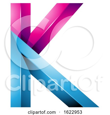 Blue and Magenta 3d Geometric Letter K by cidepix