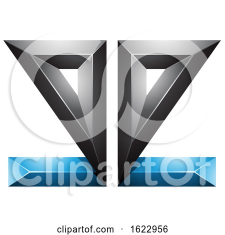 Blue and Black 3d Mirrored Letter E by cidepix
