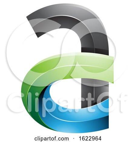 Black Green and Blue 3d Curvy Letter a by cidepix