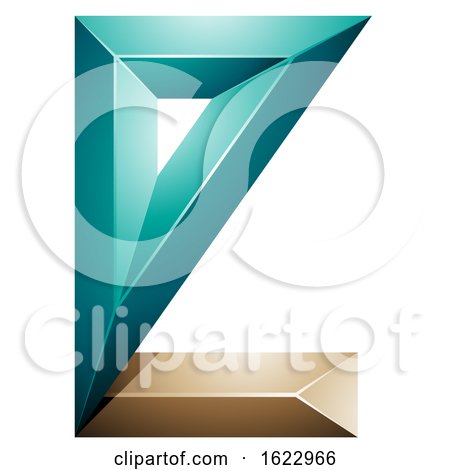 Turquoise and Beige 3d Geometric Letter E by cidepix