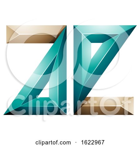 Turquoise and Beige 3d Geometric Letters a and E by cidepix