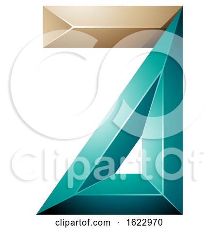 Turquoise and Beige 3d Geometric Letter a by cidepix