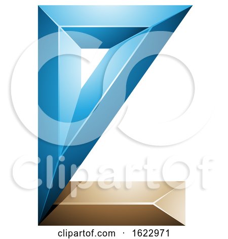 Blue and Beige 3d Geometric Letter E by cidepix