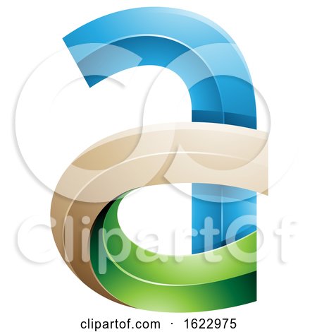 Blue Green and Beige 3d Curvy Letter a by cidepix