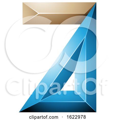 Blue and Beige 3d Geometric Letter a by cidepix