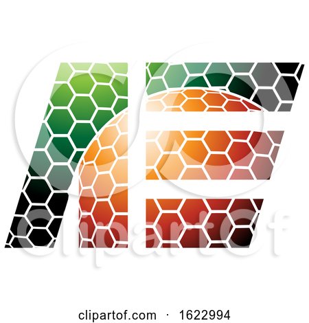 Green Orange and Black Honeycomb Patter Letters a and E by cidepix