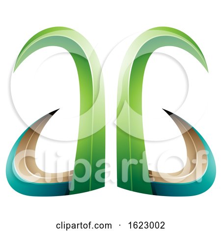 Green and Turquoise 3d Horn like Letters a and G by cidepix