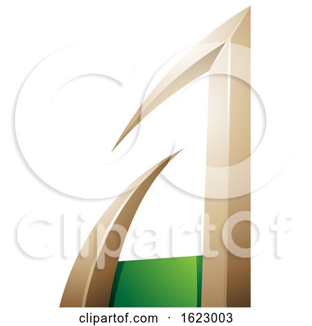 Green and Beige or Gold Arrow Shaped Letter a by cidepix