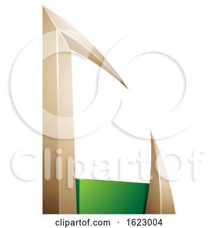 Green and Beige or Gold Arrow Shaped Letter C by cidepix