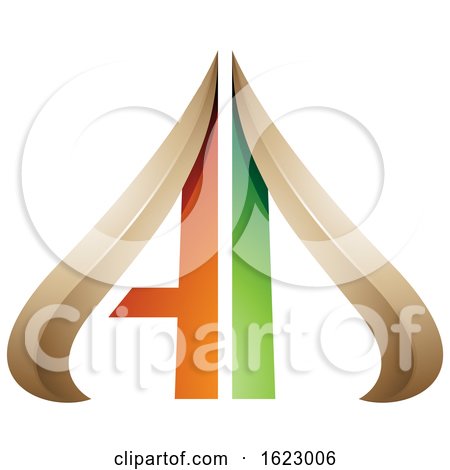 Orange Green and Beige Arrow like Letters a and D by cidepix