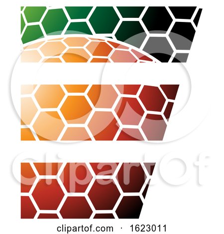 Black Orange and Green Honeycomb Pattern Letter E by cidepix