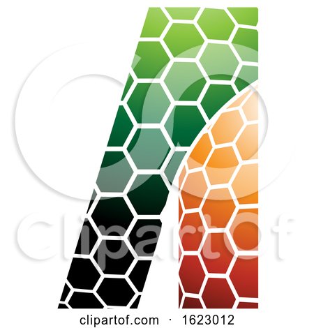 Black Orange and Green Honeycomb Pattern Letter a by cidepix