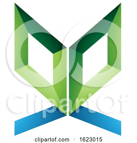 Green and Blue Butterfly like Letter E by cidepix